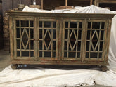 Hand Carved Indian Solid Wood Jali Buffet Sideboard With Glass Door